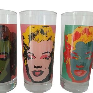 Vibrant Pop Art Vintage Andy Warhol Marilyn Monroe Block Glasses New In Box Rare
